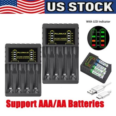 Intelligent Battery Charger 4Slot For AA&AAA NI-CD/MH Rechargeable Batteries Lot