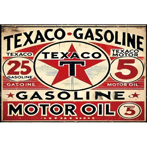 8"X12" Texaco Motor Oil Gasoline Garage Shop Gas Station Vintage Metal Sign