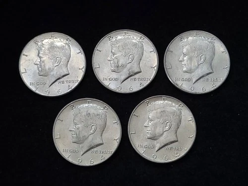 Group of 5 1964 Kennedy 90% Silver Half Dollars 01 NICE!