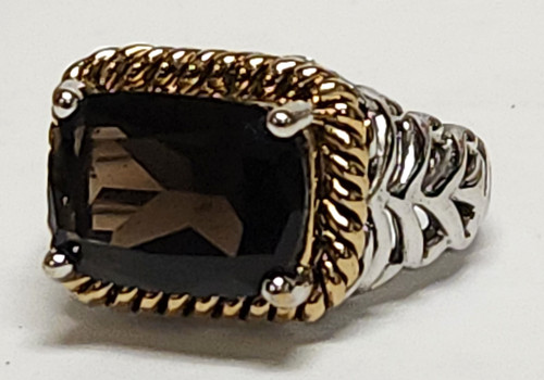 Lia Sophia Expresso Brown Smokey Quartz Silver Tone Mia Bella Ring 5.5