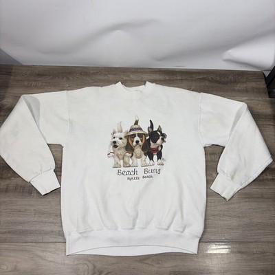 Vintage Beach Bums DOGS SWEATSHIRT Adult L Bob Harrison Graphic Tee 90s Cute Y2K