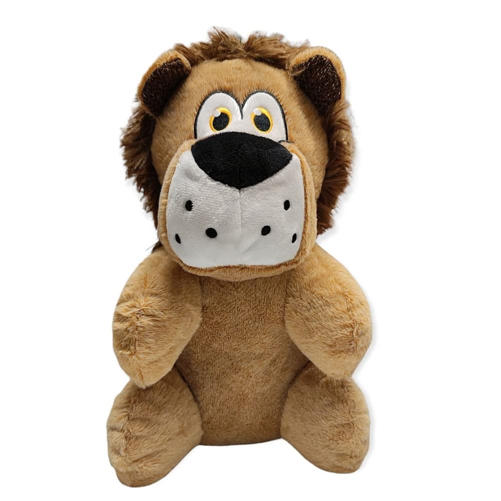 Peluche Henny Lion brun de 37cm : jouet d'occupation résistant pour chien