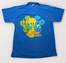 Vintage 90s Looney Tunes Tweety Bird Blue T Shirt Size XL 1998