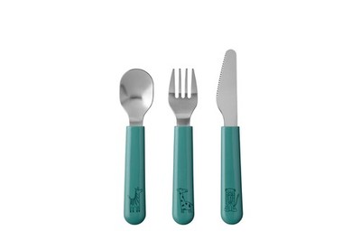 Mepal Mio Kinderbesteck 3-teilig Messer Gabel Löffel Deep Turquoise Edelstahl