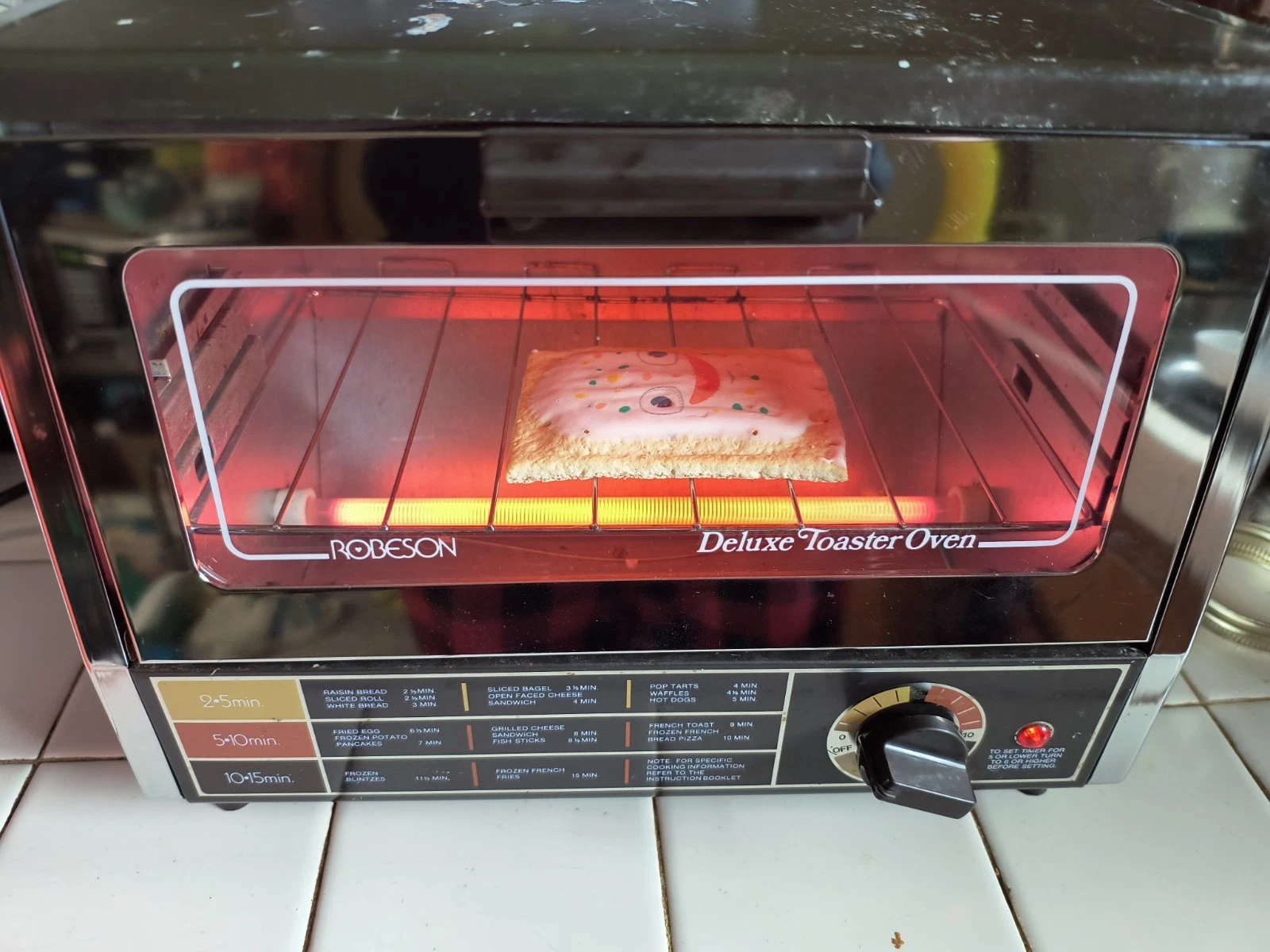 Vintage Toaster Oven ROBESON Deluxe CHROME Retro 03-1803-59 Japan 15 Min. Timer