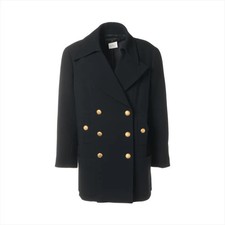Chanel Coco Button 96AW Wool Jacket 42 Ladies' Black P08324V0573 Gold button