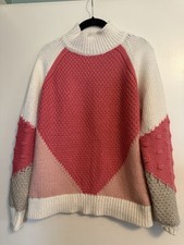 The Loft Think Pink Color Block Knit Sweater Size Small