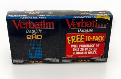 Vintage Brand New IBM Formatted Verbatim Data Life Diskettes 20-pack