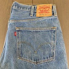 VTG Levis 501xx Button Fly Jeans Men 36x30 Blue Wash Grunge Distressed Denim Y2K