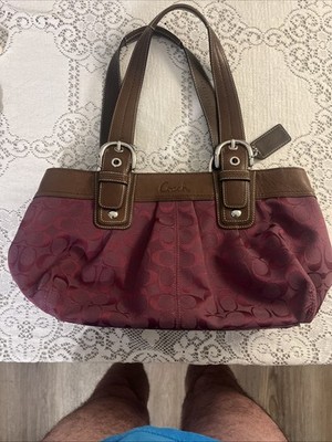 Coach LARGE F13742 Vintage Purple Soho Signature C Canvas/Leather Tote & Wallet