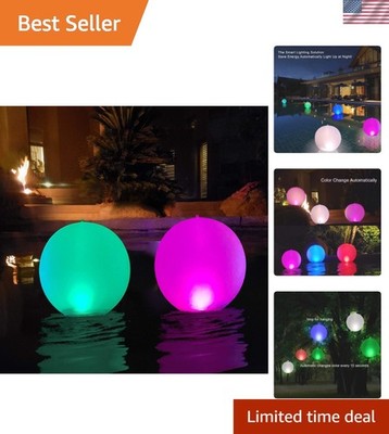 Inflatable Solar Glow Spheres - Waterproof Color Changing Pool Lights (2 Pack)