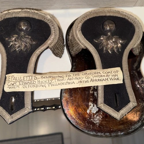 Shoulder Military Epaulettes Capt Edward Hickey American Civil War with Box