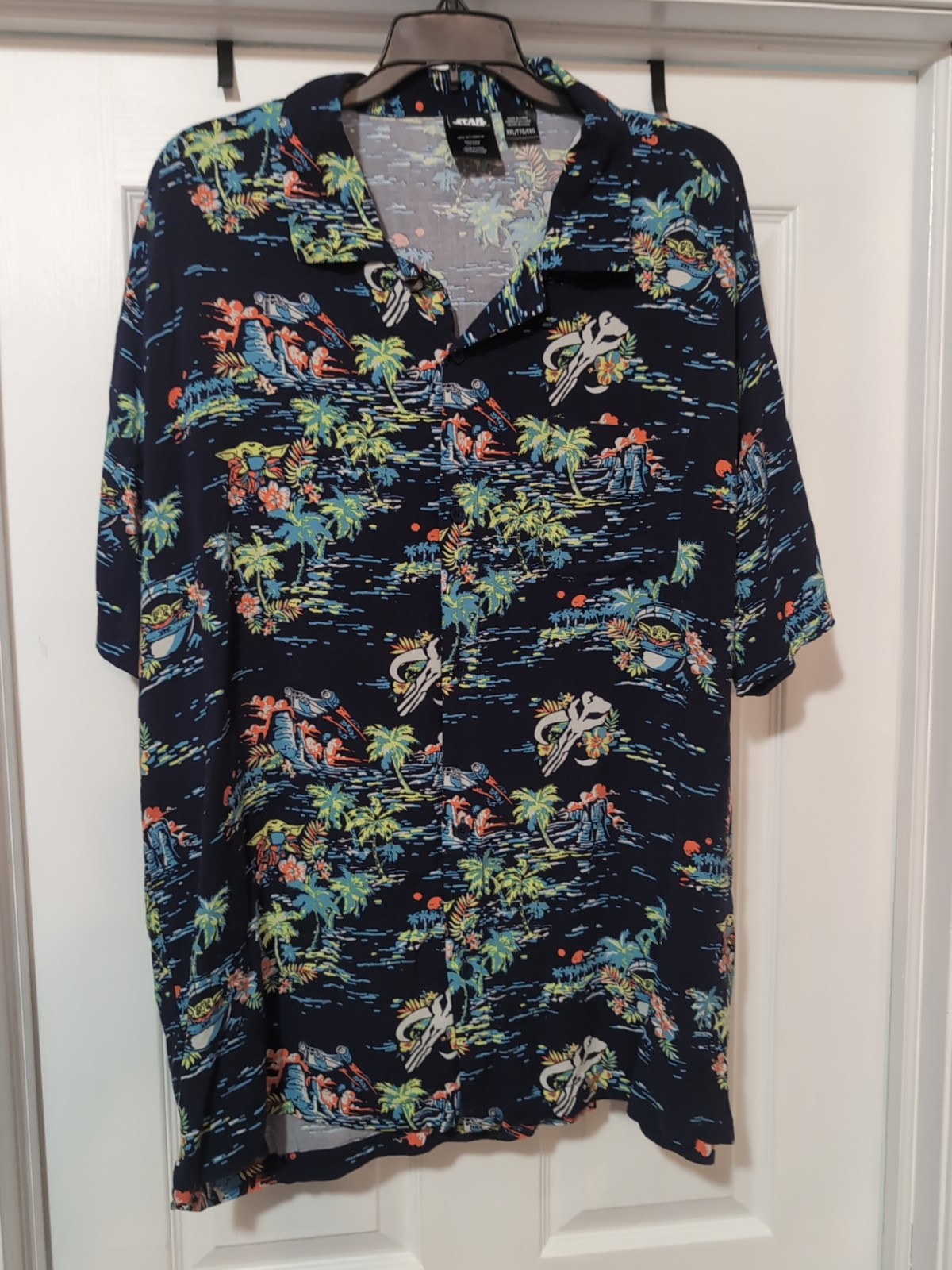 Star Wars The Mandalorian Hawaiian Button-up Shirt Baby Yoda Grogu XXL 2XL