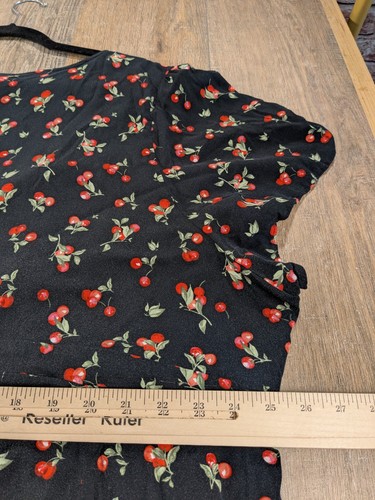 Torrid Dress Womens 6X Black Cherry Print Midi Short Sleeve Ruched Bust BOHO - 第 10/11 張圖片