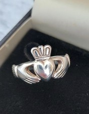 Solid Sterling Irish Silver 925 Celtic Claddagh Ring Size X .5  Jewellery