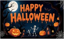 Halloween Backdrop Happy Banner 70.8x43.3 Inch Haunted House type7 