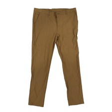 Galaxy by Harvic Men's Flat Front Pants Comfort Bottoms Solid Brown 34 X 30 New