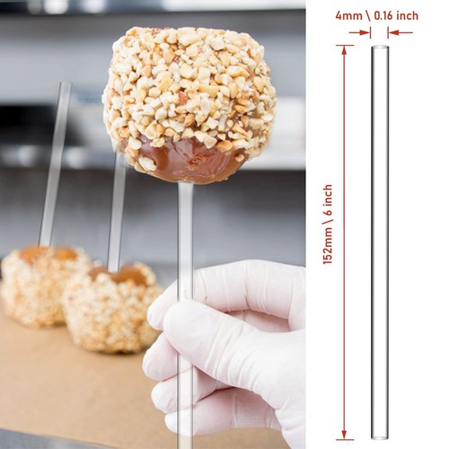 Kamehame 100 Pieces Acrylic Cake Pop Sticks Lollipop Stick Clear Reusable Acr... - Picture 2 of 7