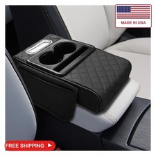 KPFILEH Leather Car Center Console Cover, Armrest Booster Cushion, Black
