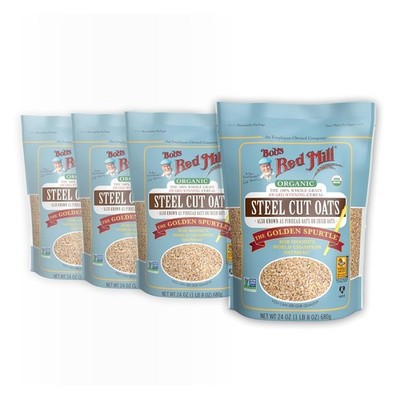 Bob's Red Mill Organic Steel Cut Oats - 24 Ounce (Pack of 4)