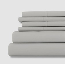 Ienjoy Home Light Gray Premium Soft Style 6-Piece Sheet Set Size, King'