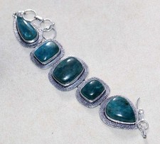 Outstanding Blue Apatite 925 Silver Plated Bracelet 8.5