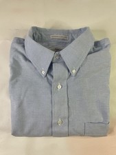 Arrow Dover Mens Blue Button Down Oxford Shirt Long Sleeve Cotton Blend 34/35
