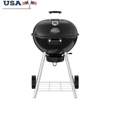 22.5in Charcoal Kettle Grill Outdoor Cooking Ash Catcher Heat Gauge Storage Rack