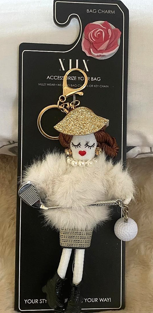 NEW XIIX  Stylish Golf Lady Key Ring Chain  Bag Charm ~ Stunning