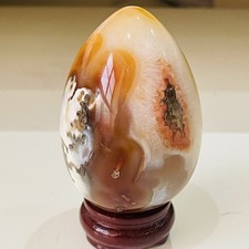 190g Natural Red Agate Crystal Egg Quartz Healing Energy Decoration