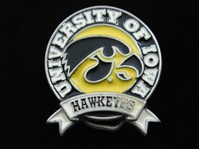 RE03121 NOS VINTAGE 1992  UNIVERSITY OF IOWA HAWKEYES  SPORTS BELT BUCKLE