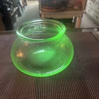Vintage Uranium Green Glass Fish Bowl Glows