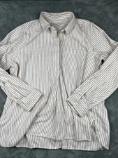 Madewell Oversized Ex-Boyfriend Tulip-Back Shirt Maroon Striped XL Button Up