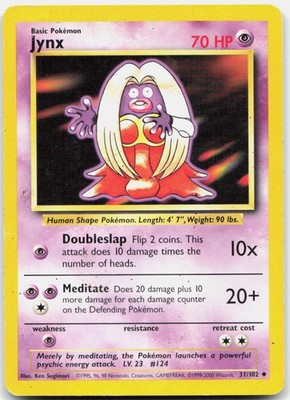 Jynx 31/102 Uncommon Base Set Unlimited Pokemon Heavily Played