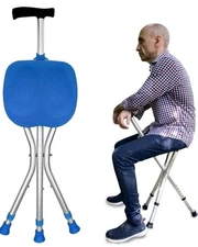 Folding Canes w/Seat Walking Stick Height Adjustment Cane Seat 220lb Lightweight