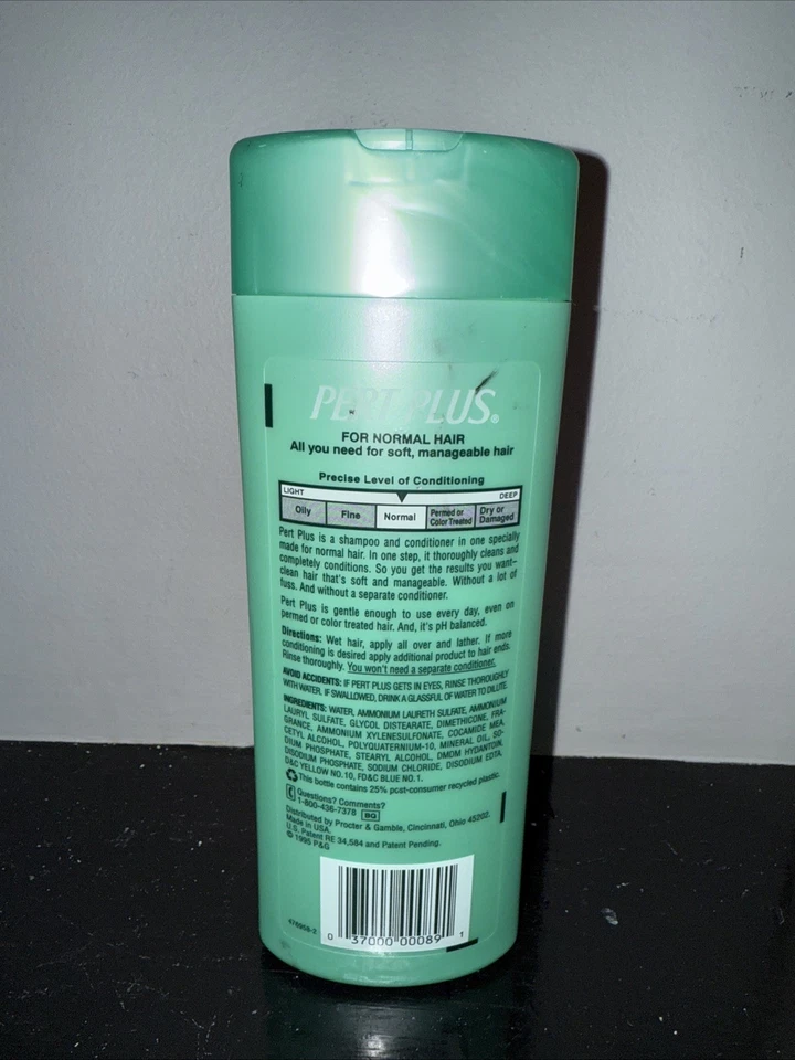 PERT PLUS Shampoo Conditioner Normal Hair NEW 15.2 oz NOS Vintage 1999 Prop - Image 3 of 4