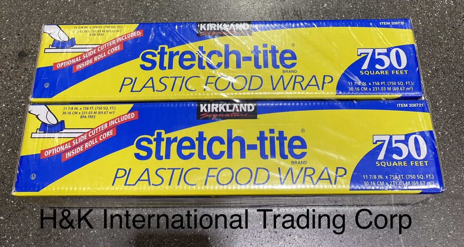 Kirkland Signature Stretch-Tite Plastic Food Wrap, 11-7/8L x 750'W, 2 ct