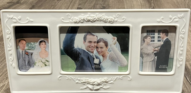 White Wedding Picture Frame Bride and Groom Gift decorative Russ Ceramic Frame