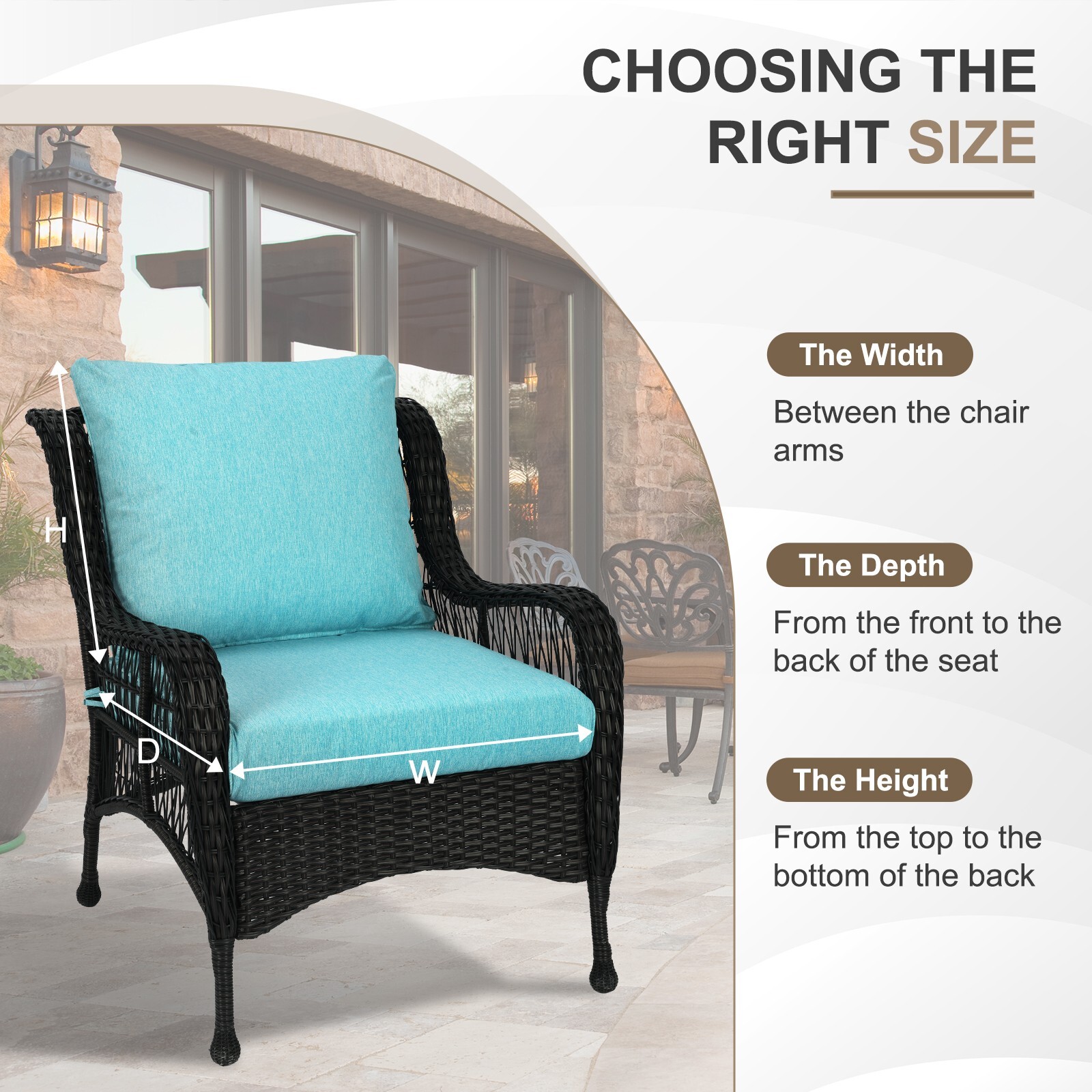 Aoodor 2PCS Patio Deep Seating Cushion Set Outdoor Sofa Seat & Back Cushion