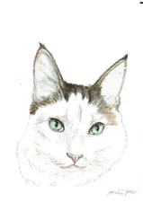ACEO Original Watercolor Painting 2.5" x3.5" Tabby Kitty Cat Pet Portrait