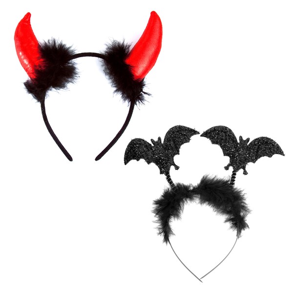 Haarreifen Set Teufel & Fledermaus Haarreif FüR Halloween Fasching Motto Party-image