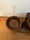Vintage MCM Walnut Wood Spinning Condiment Dish Nut Bowl — photo 3
