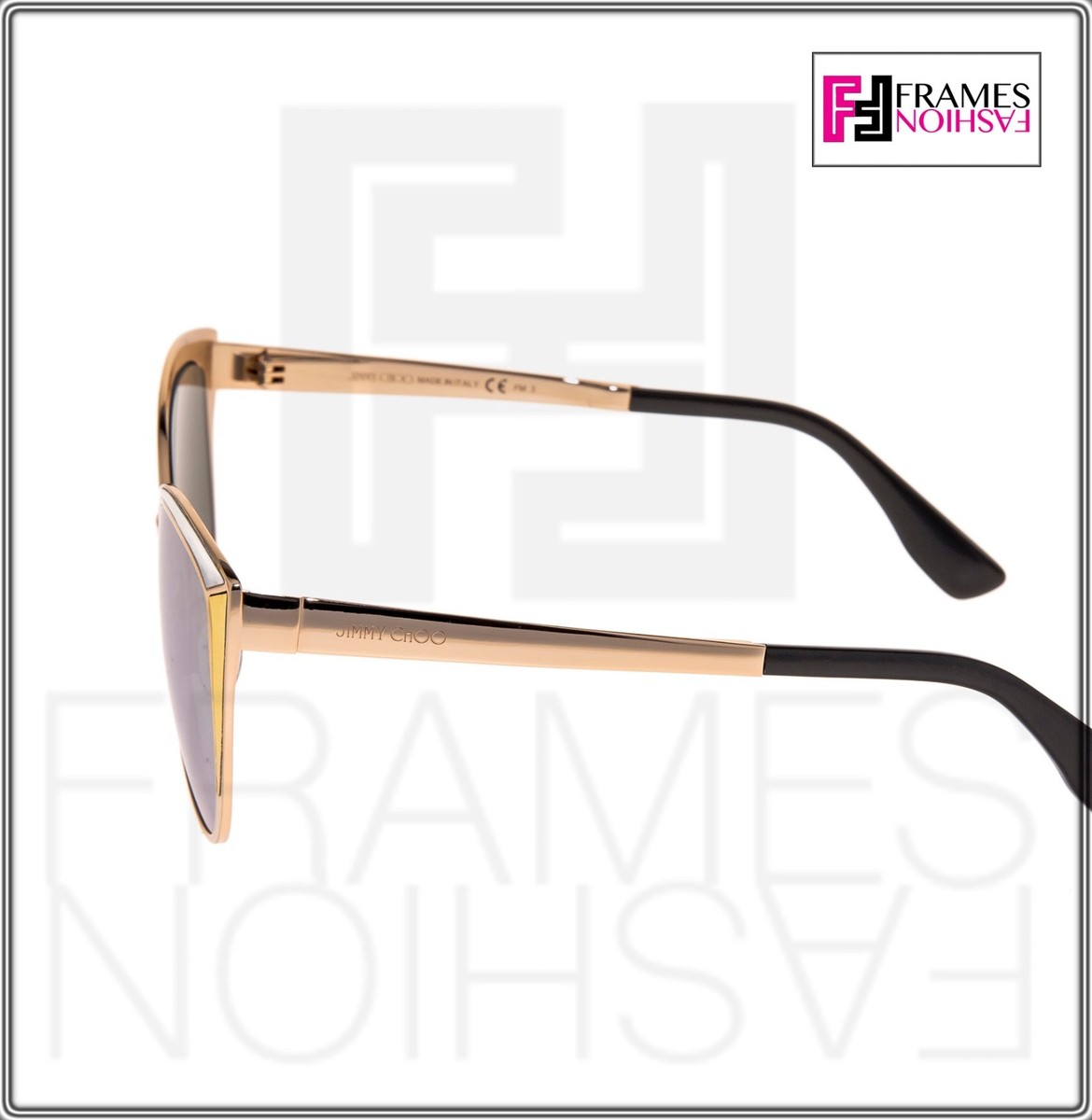 JIMMY CHOO DOMI Rose Gold Silver Mirrored Cat Eye Metal Leather