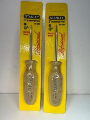 2 NOS 1987 USA Made Stanley Professional 3''  Slot Screwdriver 66-283 BORON Steel