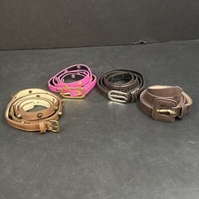 Vintage Womens Lot Of 4 Skinny Faux Leather Studded Belts Retro Brown Pink XL
