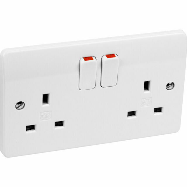 6x MK K2747 Double Twin Switched Socket 2G 2 Gang White 13A - K2747WHI