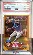 2023 Topps Chrome Gold Refractor /50 #36 Ezequiel Duran (RC) Rangers PSA 10
