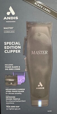 Andis #561895 Master Cordless Special Edition Clipper w/ Phaze Blade & OG 0 Comb