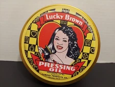 Lucky Brown tin Pressing Oil Black Afro Hair Product Chicago Can REPRODUCTION