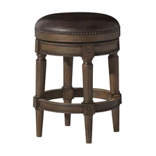 Maven Lane Backless Counter Stool in Walnut Finish w/Vegan Leather (For Parts)